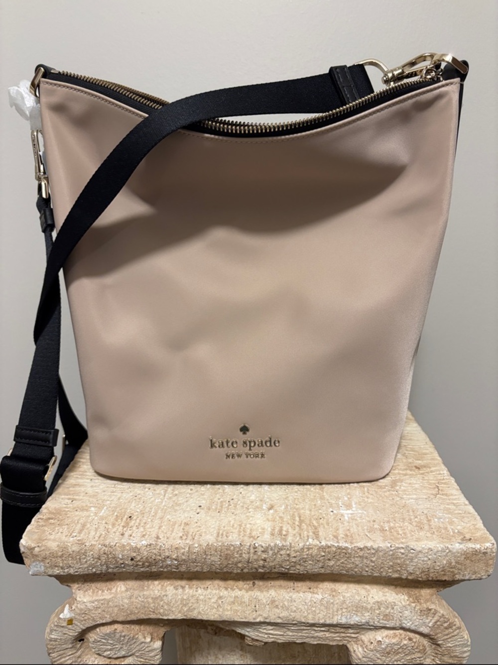 kate spade Beige and Black Crossbody Bucket Bag